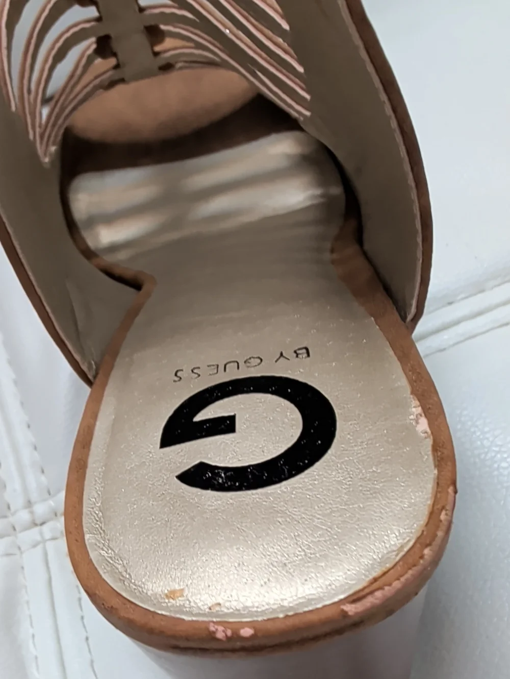 Guess Heels Sandals Size 10M Cameo Color